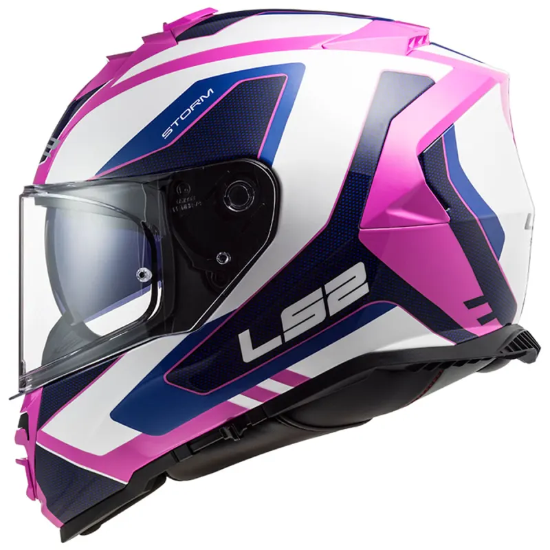 Capacete LS2 FF800 Storm Techy Branco Rosa Fechado - Branco