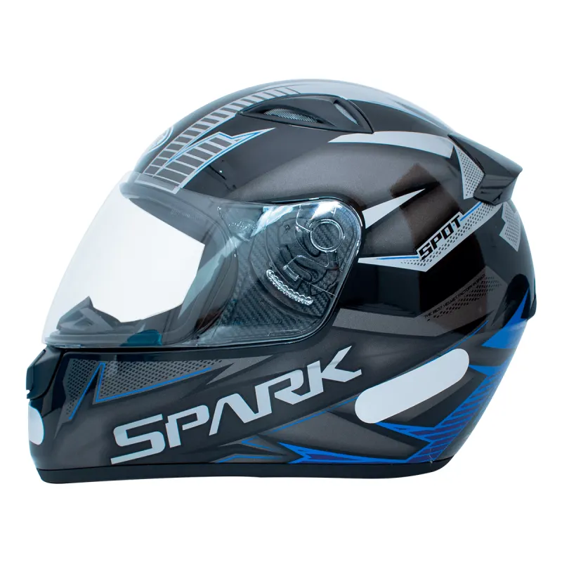 Capacete EBF Spark Spot Preto Azul Fechado - Preto Azul