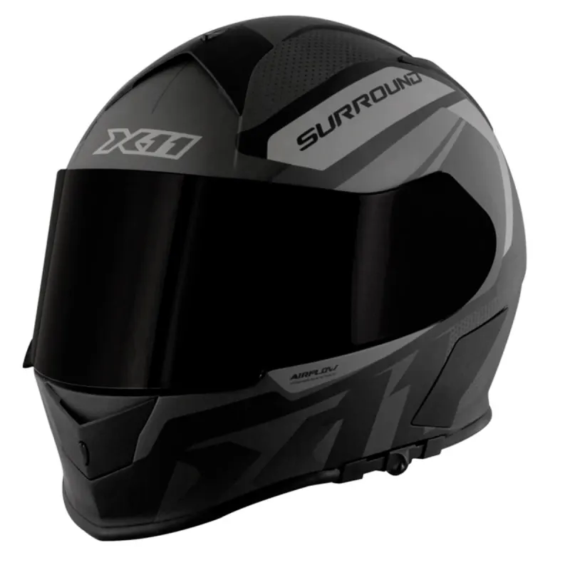 Capacete X11 Capacete Fechado X11 Revo Pro Surround Preto Cinza Fosco Fechado - 