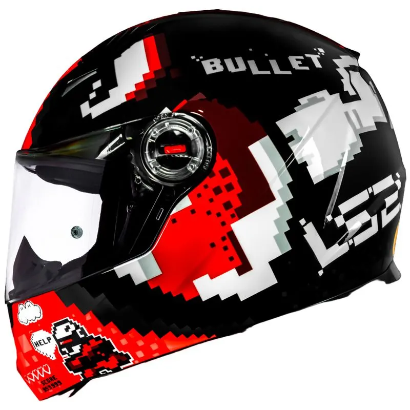 Capacete LS2 FF358 Classic Bullet Preto Vermelho Fechado - Preto/Vermelho