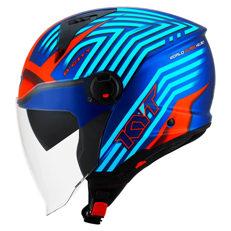 Capacete KYT D-City Lucent Azul Laranja Fechado - 
