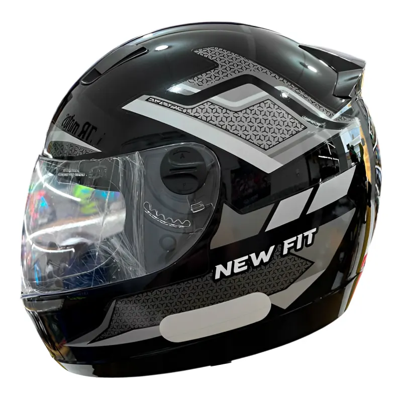 Capacete EBF New Fit Shift Preto Prata Fechado - 