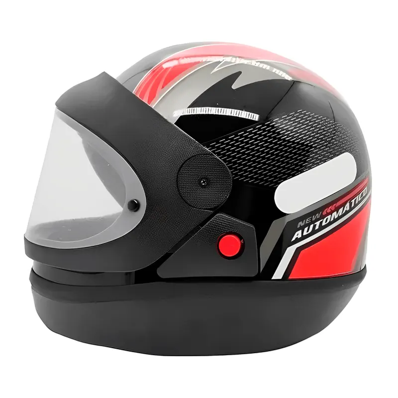 Capacete EBF Automatico Bolt Preto Vermelho Fechado - 