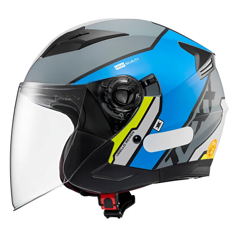 Capacete Texx Ugello Reisen Azul Verde Branco Fechado - 