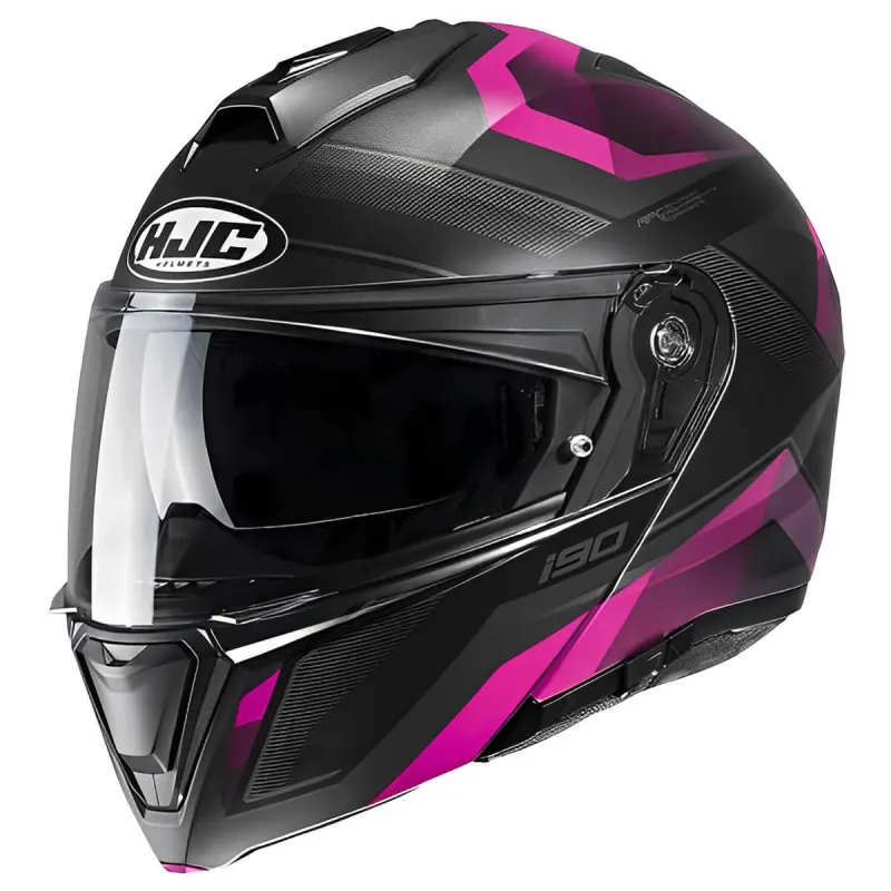 Capacete HJC I90 Lark Rosa Preto Fechado - 