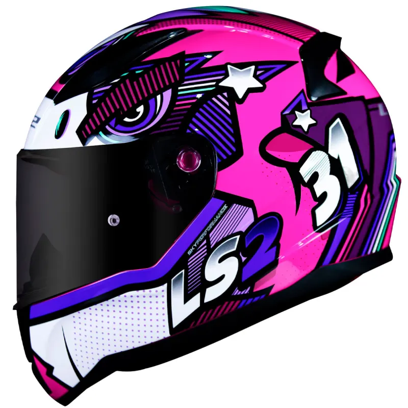 Capacete LS2 FF353 Rapid Khan Rosa Branco Fechado - Branco