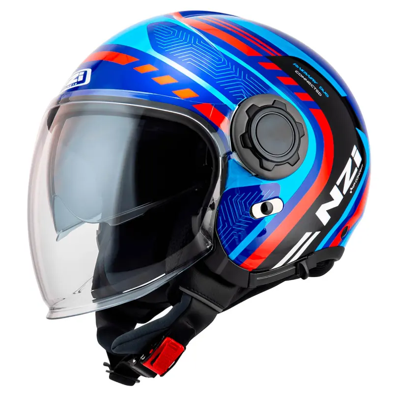 Capacete NZI Capacete Aberto NZI Ringway Duo Connected Azul Vermelho Aberto - Azul Vermelho