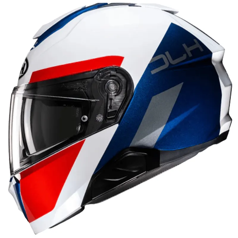 Capacete HJC I91 Bina Branco Vermelho Azul Articulado/Robocop - Branco Vermelho Azul
