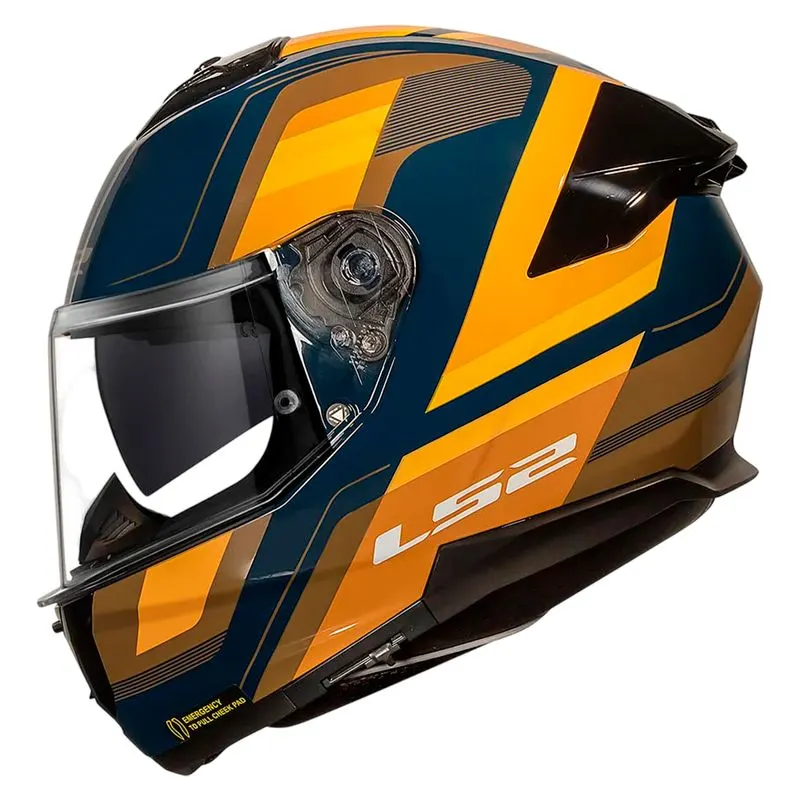 Capacete LS2 FF808 Stream 2 Vintage Azul Laranja Fechado - Azul Laranja