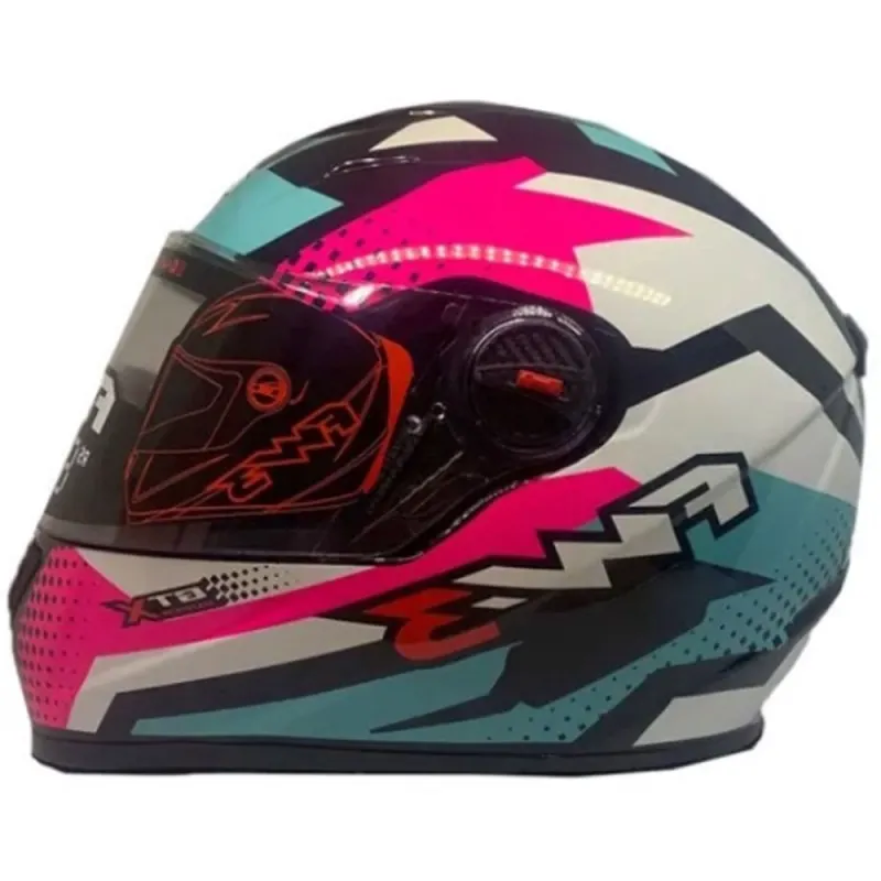 Capacete FW3 GTN Super Azul Rosa Branco Fechado - Azul Rosa Branco