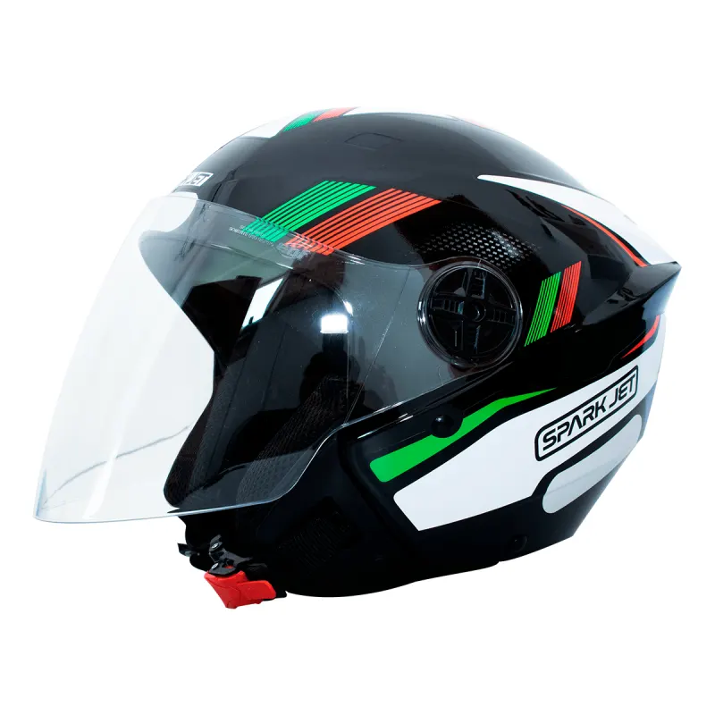 Capacete EBF Spark Jet Sting Preto Branco Aberto - 