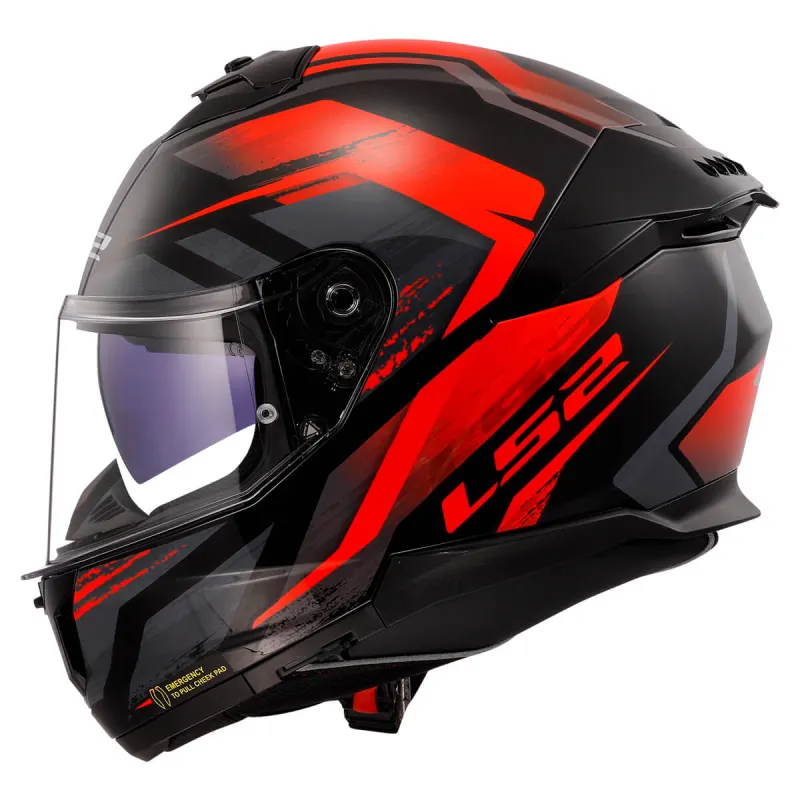 Capacete LS2 FF808 Fechado - Preto/Vermelho