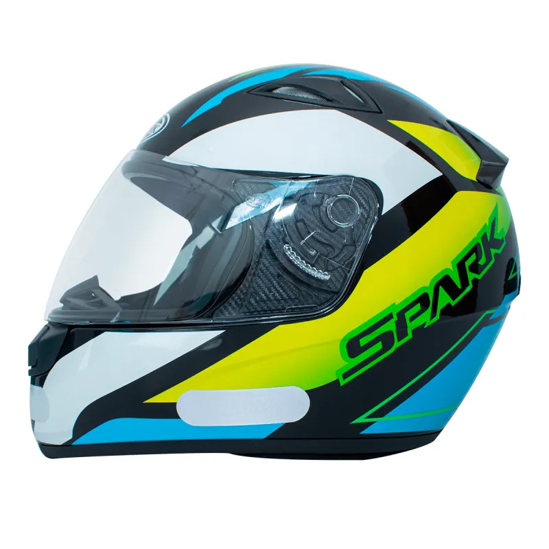 Capacete EBF Spark Mixed Azul Preto Verde Fechado - Azul Preto Verde