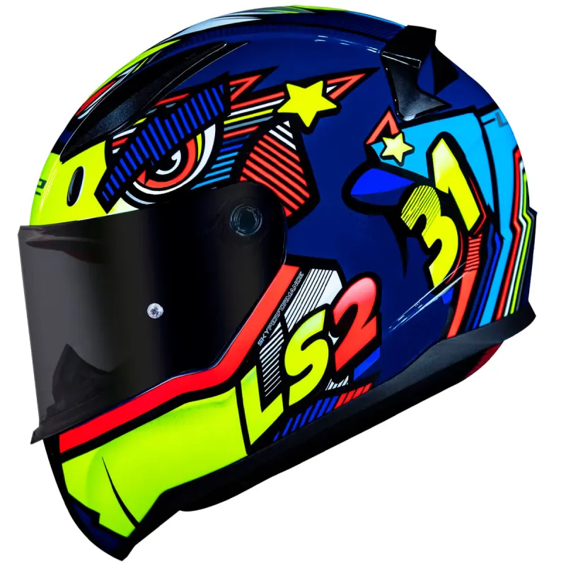 Capacete LS2 FF353 Rapid Khan Amarelo Azul Fechado - Azul