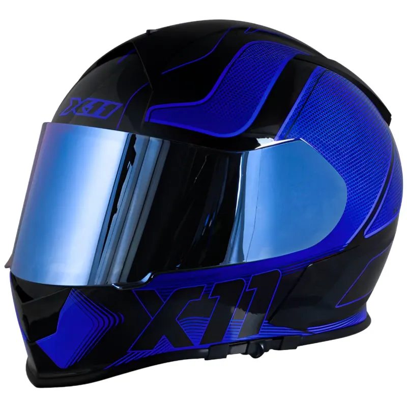 Capacete X11 Revo Pro Tronix Azul Fechado - 