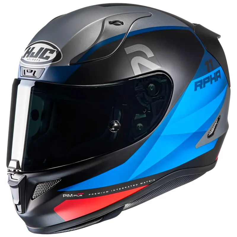 Capacete HJC RPHA 11 Texen Preto Azul Vermelho Fechado - 