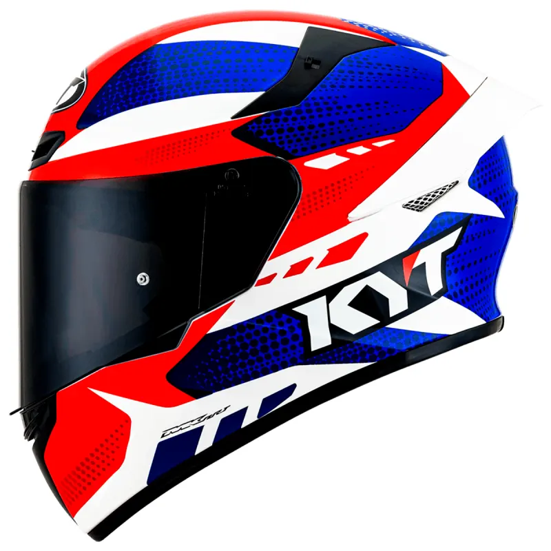 Capacete KYT TT Course Gear Azul Vermelho Fechado - Azul Vermelho