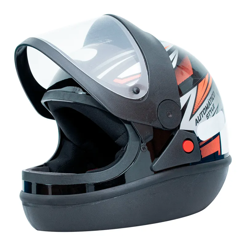Capacete EBF Automático Style Preto Vermelho Fechado - 
