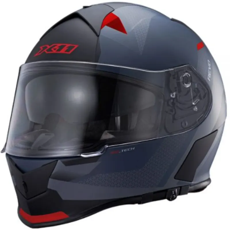 Capacete X11 Revo Vision SV Cinza Vermelho Fosco Fechado - 