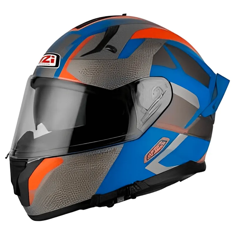 Capacete NZI Go Rider Trident Azul Cinza Laranja Fosco Fechado - Azul Cinza Laranja Fosco