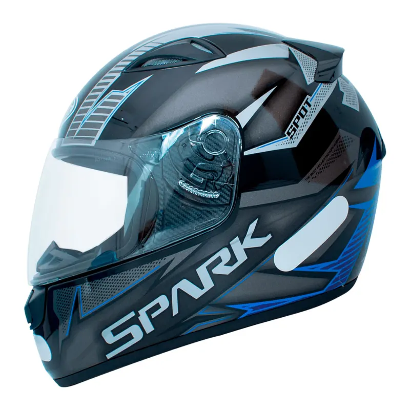 Capacete EBF Spark Spot Preto Azul Fosco Fechado - 