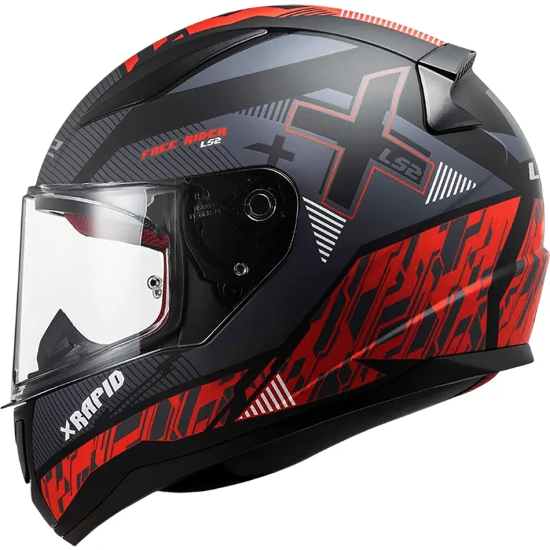 Capacete LS2 FF353 Rapid Xtreet Preto Vermelho Fechado - Preto/Vermelho
