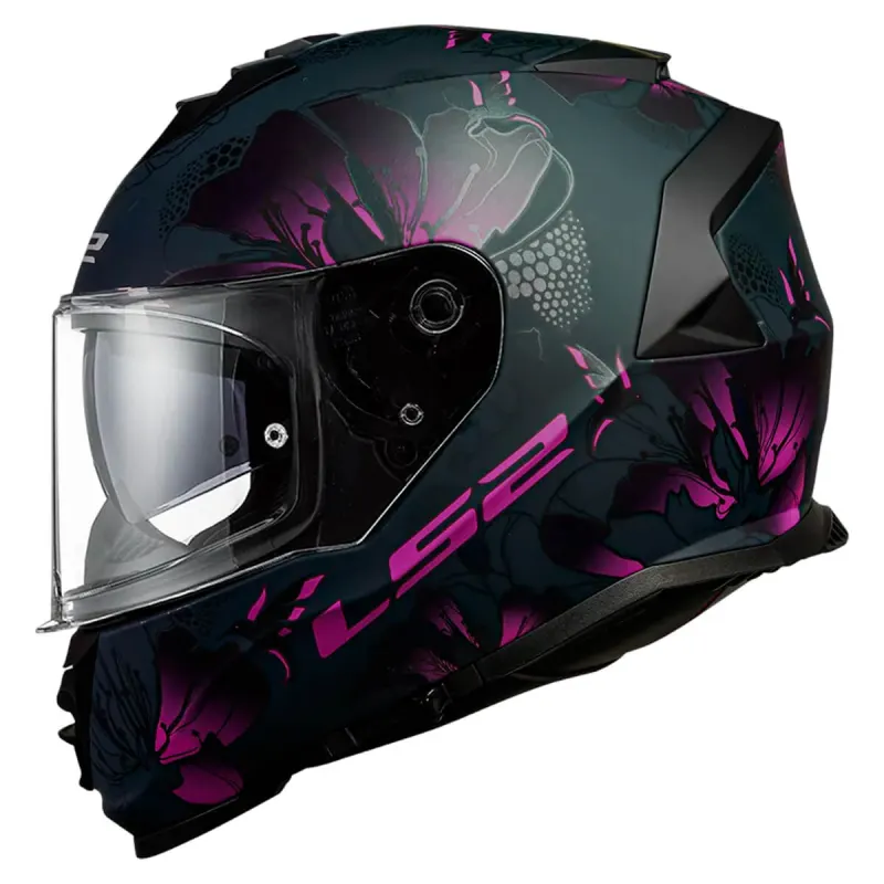 Capacete LS2 FF800 Storm Burst Fosco Preto Rosa Fechado - Preto/Rosa