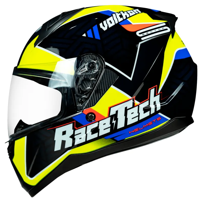 Capacete Race Tech Capacete Fechado Race Tech Sector Voltkon Preto Amarelo Fechado - Preto Amarelo