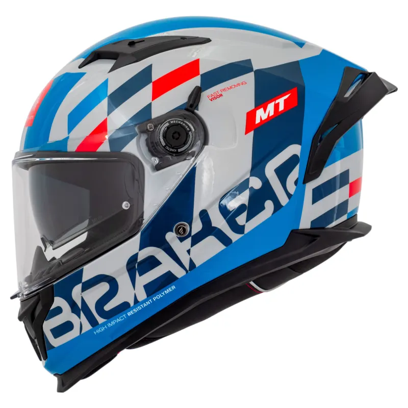 Capacete MT Braker SV Foster C7 Azul Fechado - 