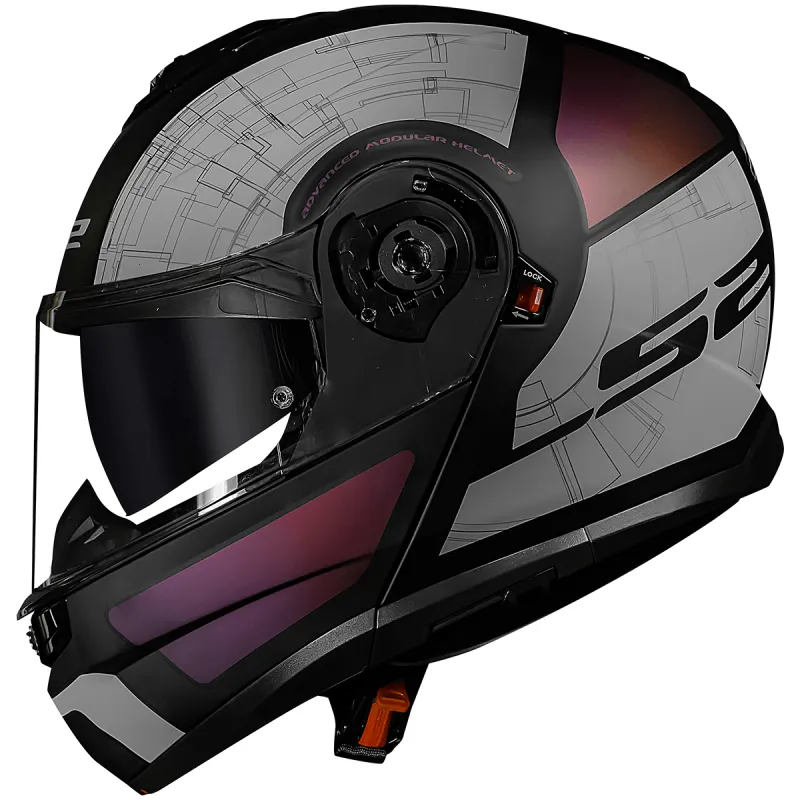 Capacete LS2 FF908 Strobe 2 Orion Fosco Preto Roxo Fechado - Preto Fosco
