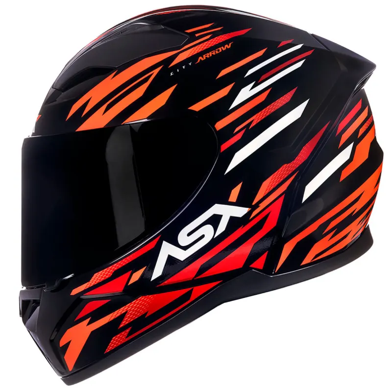 Capacete ASX City Arrow Preto Vermelho Branco Fechado - Preto Vermelho Branco
