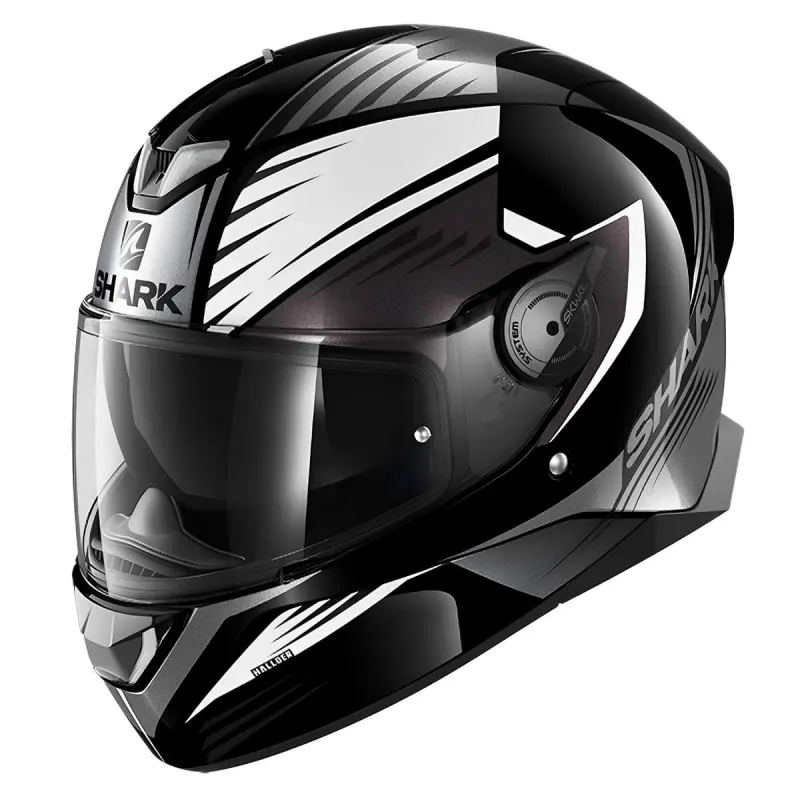 Capacete Shark D-Skwal 2 Hallder Preto Cinza KWA Fechado - 