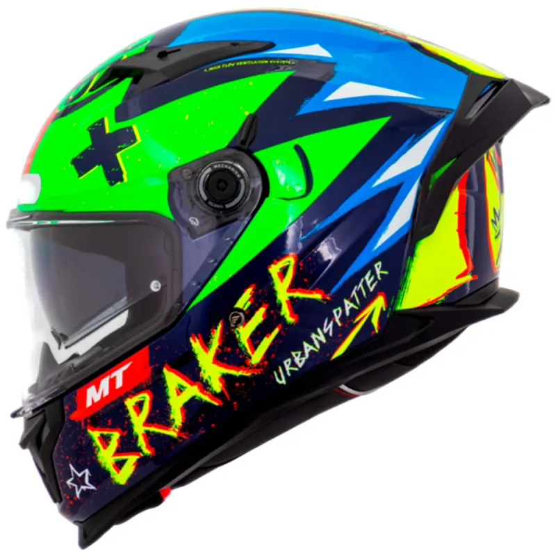 Capacete MT Braker SV Urbanspater C8 Verde Fluor Fechado - 