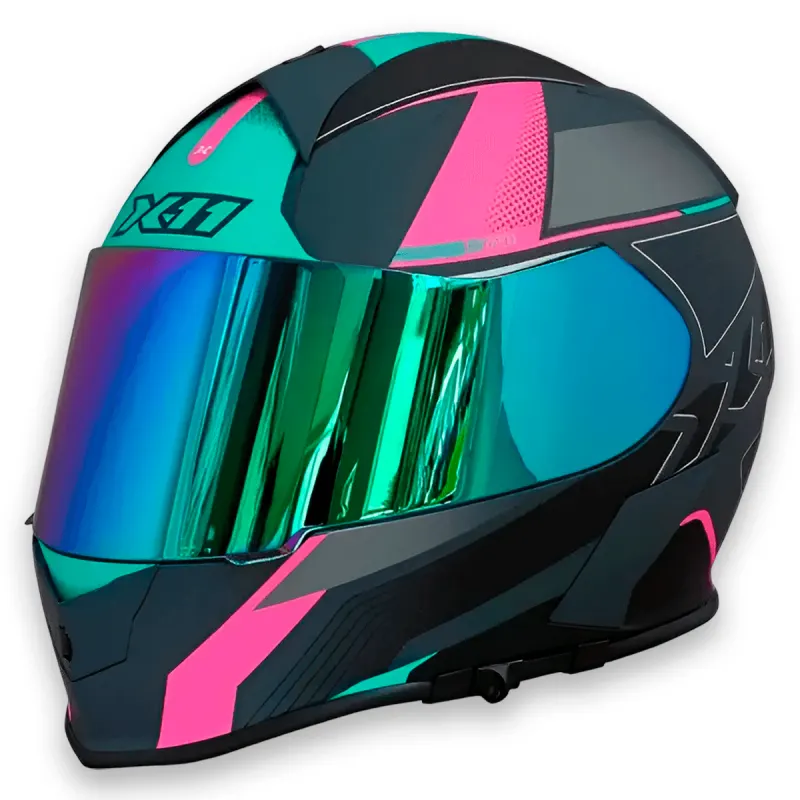 Capacete X11 Revo Pro Flagger SV Rosa Fosco Fechado - 