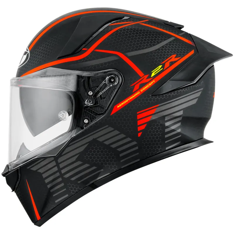 Capacete KYT R2R Concept Fosco Preto Vermelho Fechado - 