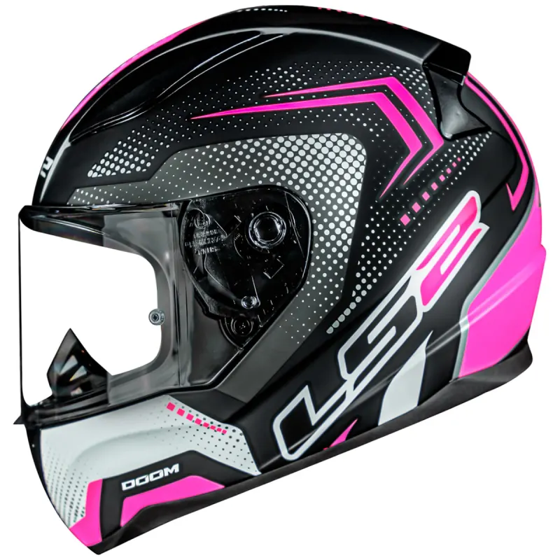 Capacete LS2 FF353 Rapid Doom Fosco Preto Rosa Fechado - Preto/Rosa