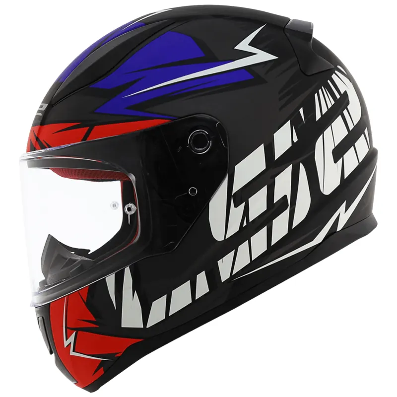 Capacete LS2 FF353 Rapid Cromo Fosco Azul Fechado - Preto/Vermelho