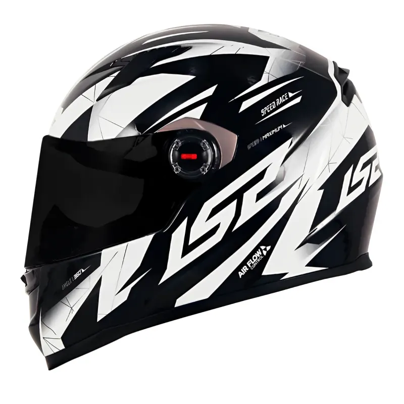 Capacete LS2 FF358 Draze Preto Branco Fechado - Preto/Branco