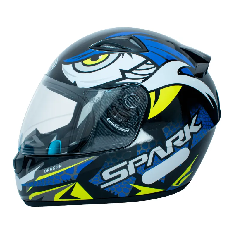 Capacete EBF Spark Dragon Preto Azul Fechado - Preto Azul