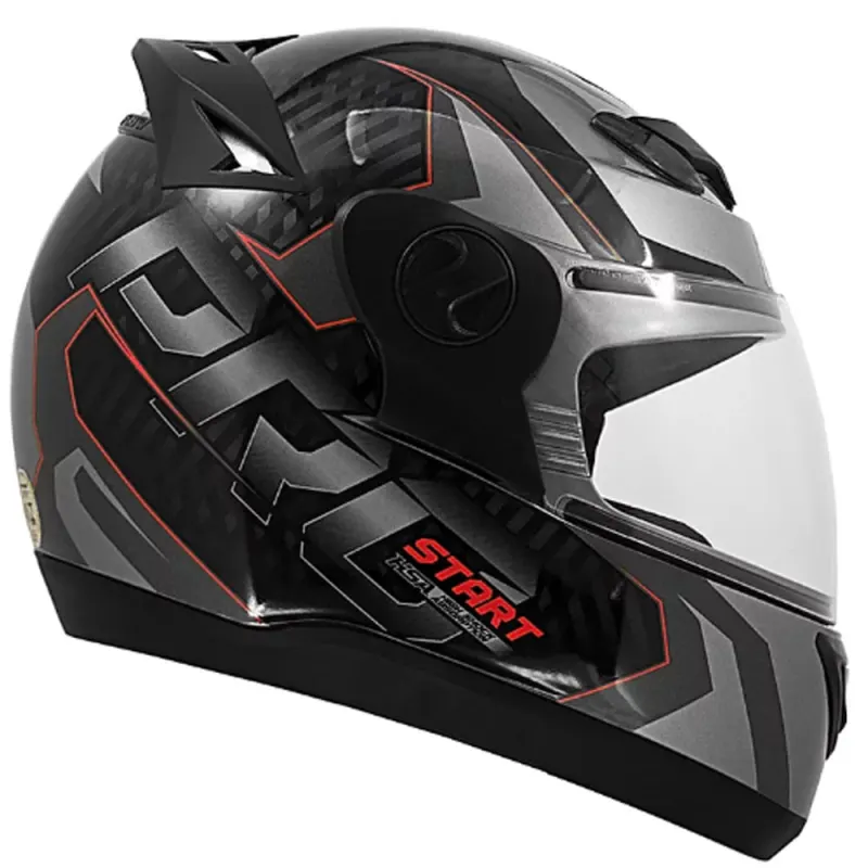 Capacete Pro Tork Capacete Tork 788 G7 Start Preto Vermelho Fechado - 