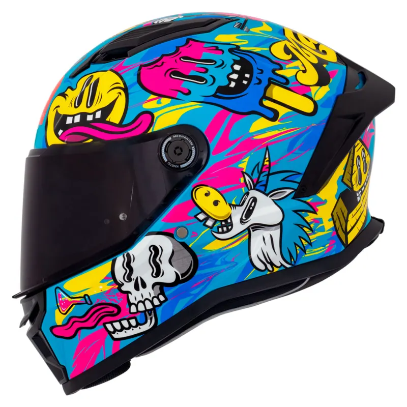 Capacete MT Stinger 2 Madness C7 Azul Fechado - 