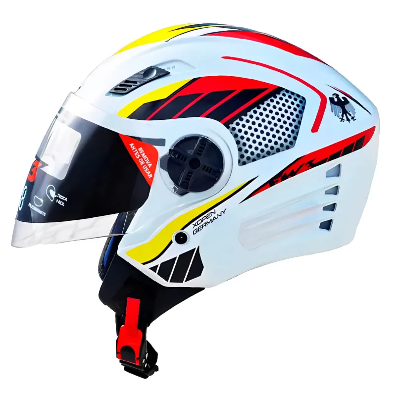 Capacete FW3 X Open Branco Alemanha Aberto - 
