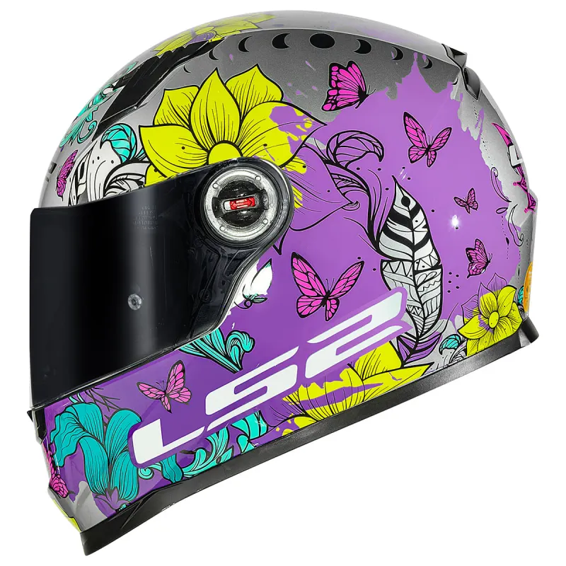 Capacete LS2 FF358 Dreamcatcher Prata Amarelo Fechado - Amarelo