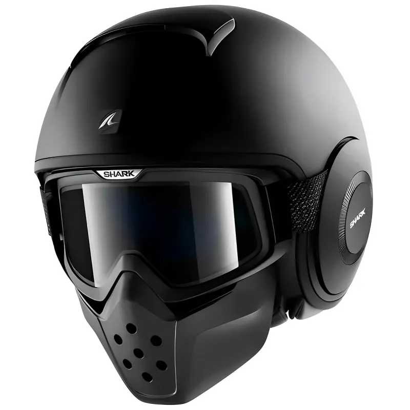 Capacete Shark Street Drak Blank Fosco Preto KMA Fechado - 