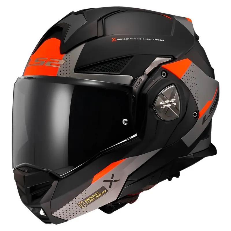 Capacete LS2 FF901 Advant X Oblivion Fosco Preto Titânio Articulado/Robocop - Preto/Cinza