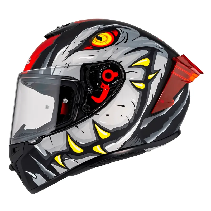 Capacete NZI Trendy 3 Stream Raptor Preto Cinza Vermelho Fechado - Preto Cinza Vermelho