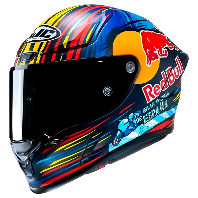 Capacete HJC RPHA 1 Red Bull Jerez Azul Vermelho Amarelo Fechado - 