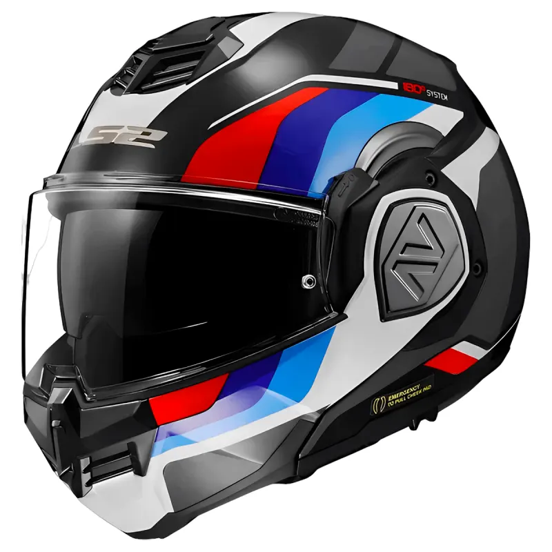Capacete LS2 FF906 Advant Sport Preto Azul Vermelho Branco Articulado/Robocop - Preto/Vermelho/Branco