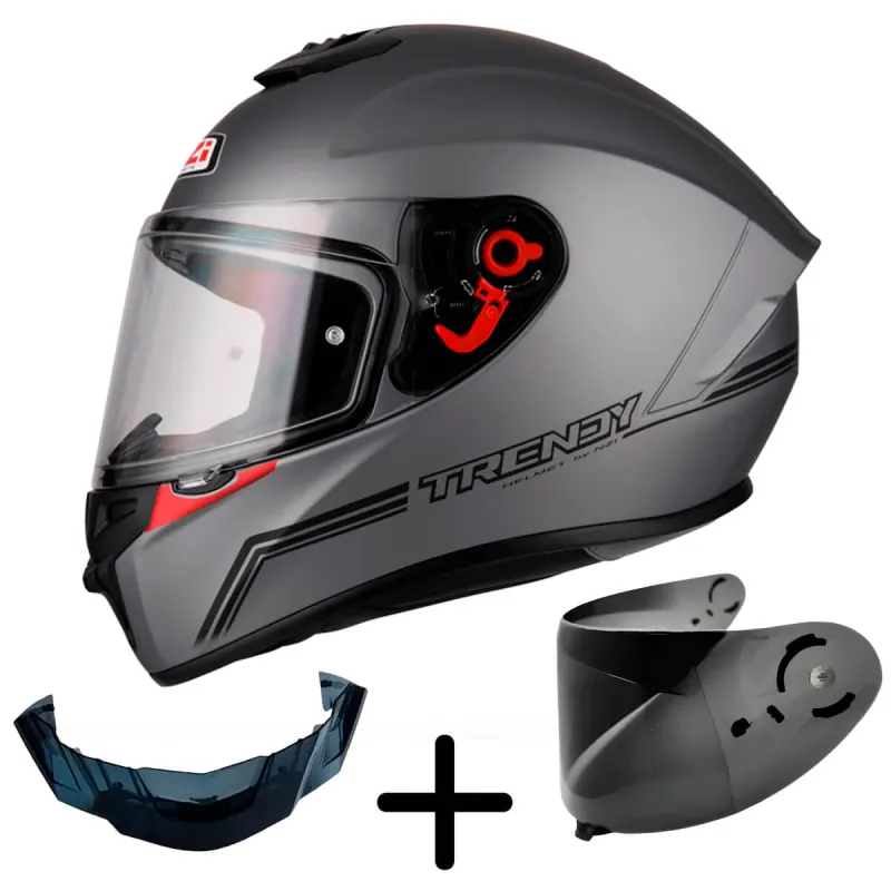 Capacete NZI Trendy 3 Stream Solid Nouveau Antracite Fosco Fechado - 