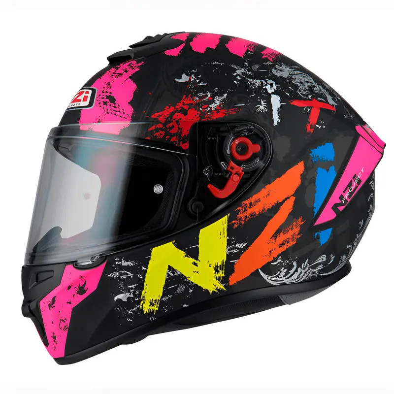 Capacete NZI Capacete Fechado NZI Trendy It Preto Rosa Fechado - 